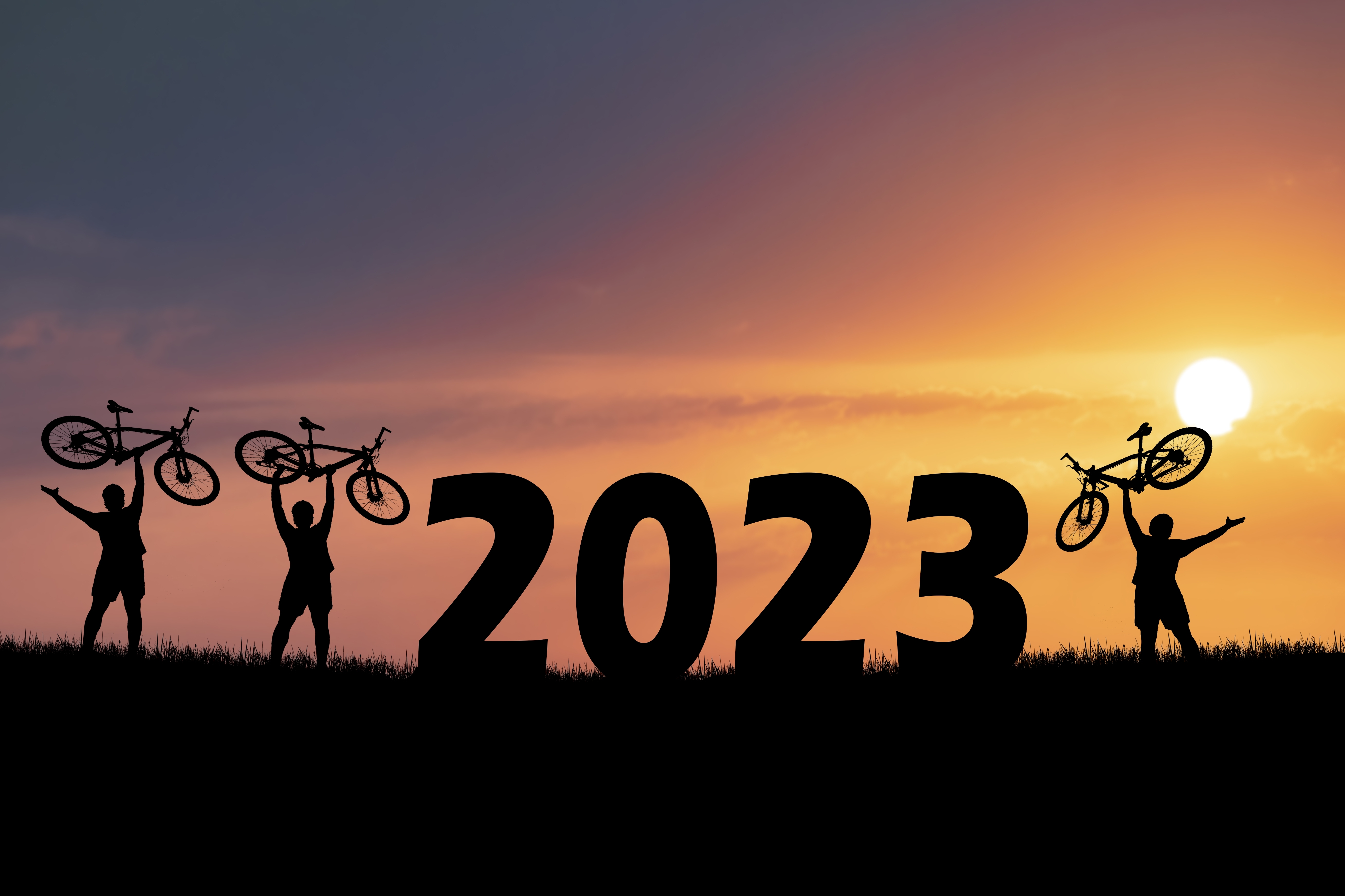 Bicycle,Adventurous,Tourists,Carrying,Bicycles,Over,Obstacles.,Happy,New,Year